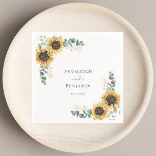 Guardanapo De Papel Documento de Casamento Floral de Sunflower Eucalyp