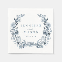 Guardanapo De Papel Documento de Casamento Flórida da Cinza Azul Elega