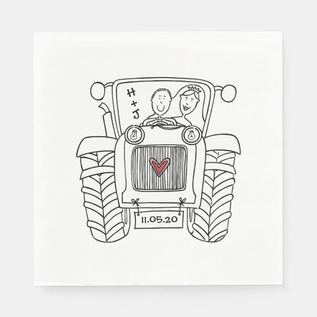 Guardanapo De Papel Documento de Casamento Personalizado do País Trato (Frente)