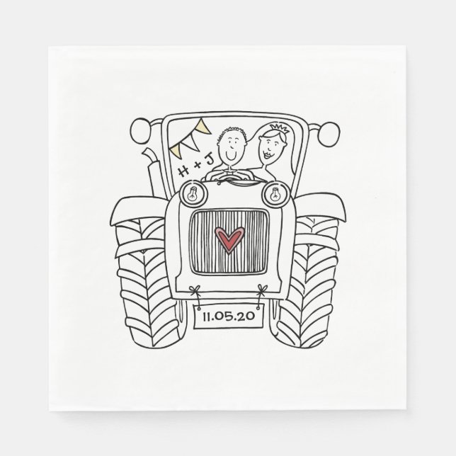 Guardanapo De Papel Documento de Casamento Personalizado do País Trato (Frente)