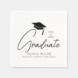 Guardanapo De Papel Documento de graduação em preto e branco de script