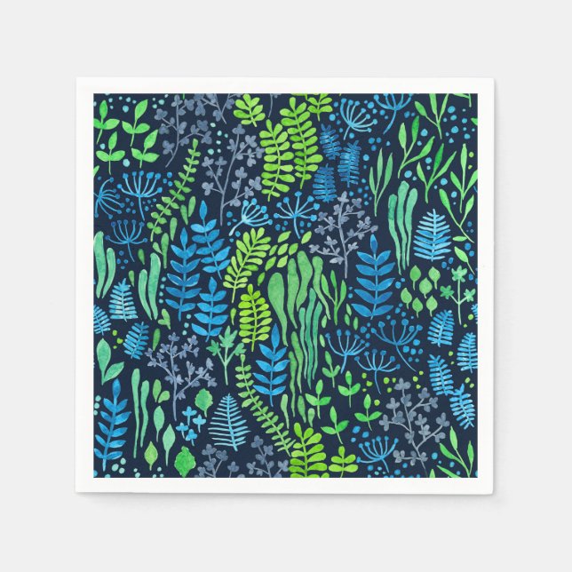 Guardanapo De Papel Dodores florais de aquarela fundo escuro (Frente)