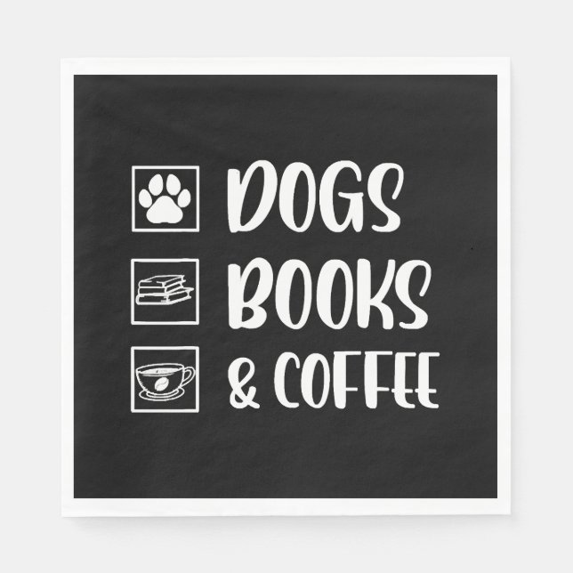 Guardanapo De Papel Dogs Books Coffee Funny Dog (Frente)