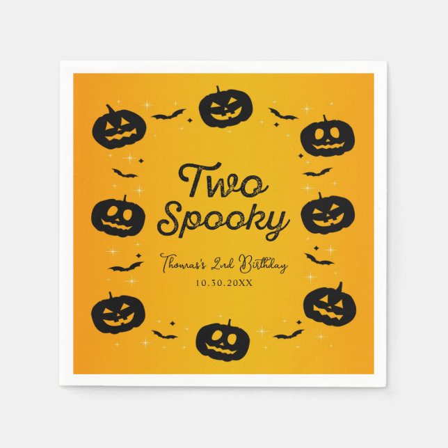 Guardanapo De Papel Dois abóboras de Halloween assustadores de anivers (Frente)