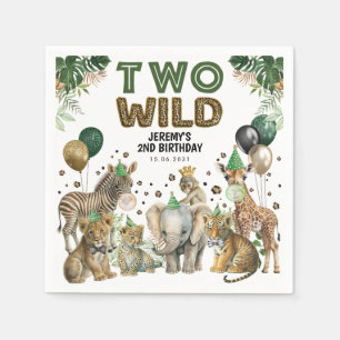 Guardanapo De Papel Dois Animais de Festa Safari segundo aniversário S