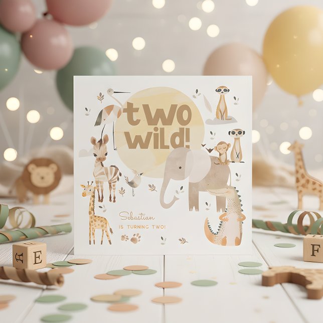 Guardanapo De Papel Dois animais selvagens safari aniversário de crian (Criador carregado)