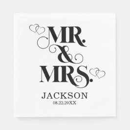 Guardanapo De Papel Dois Corações Casamento Sr. e Sra.