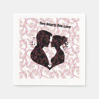 Guardanapo De Papel Dois Corações Um Amor Silhueta de Casal Romântico 