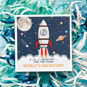 Guardanapo De Papel Dois o segundo aniversário da Moon Rocket Ship