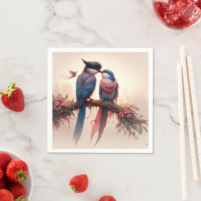 Guardanapo De Papel Dois pássaros Cartões de agradecimentos plano (Insitu)