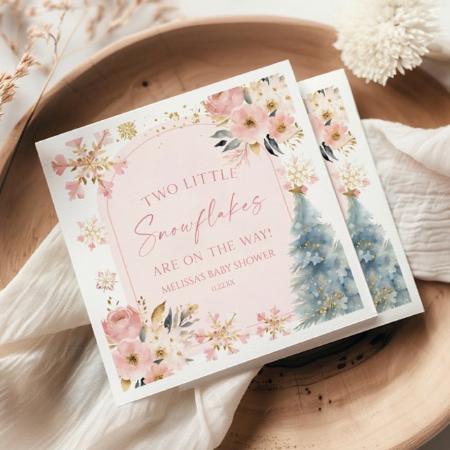 Guardanapo De Papel Dois pequenos flocos de neve Chá de fraldas dos Gê (Criador carregado)