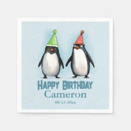 Guardanapo De Papel Dois Pinguins Legal celebram o aniversário da cria