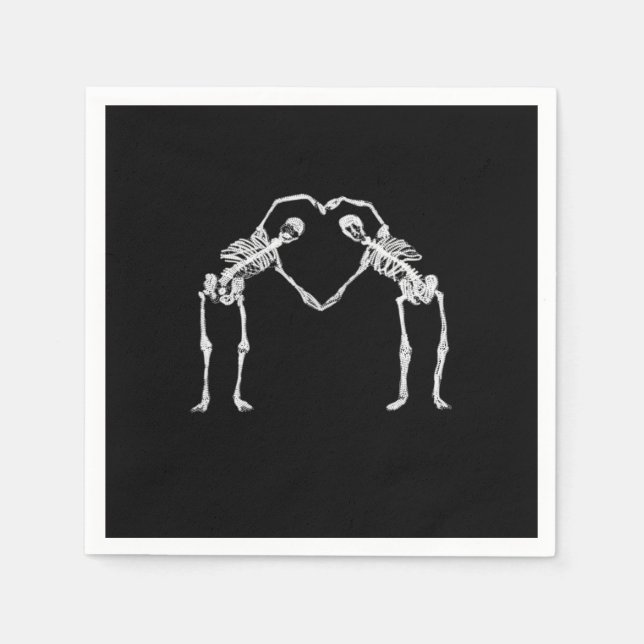 Guardanapo De Papel Dois Skeleton Hearts Mãos Clássicas (Frente)