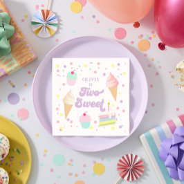 Guardanapo De Papel Dois Sorvetes doces e segundo aniversário de bolo