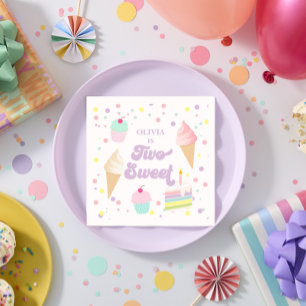 Guardanapo De Papel Dois Sorvetes doces e segundo aniversário de bolo