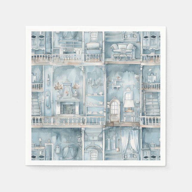 Guardanapo De Papel Dólar Vitoriano Pale Blue Watercolor (Frente)
