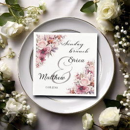 Guardanapo De Papel Domingo Brunch Dusty Pink Boho Floral Casamento