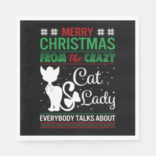 Guardanapo De Papel Dona de Gato Louca Natal Feio Divertido