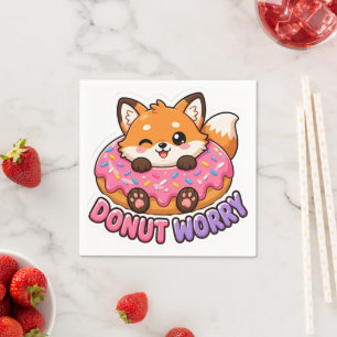 Guardanapo De Papel Donut Preocupado Punção de Comida Divertida Raposa