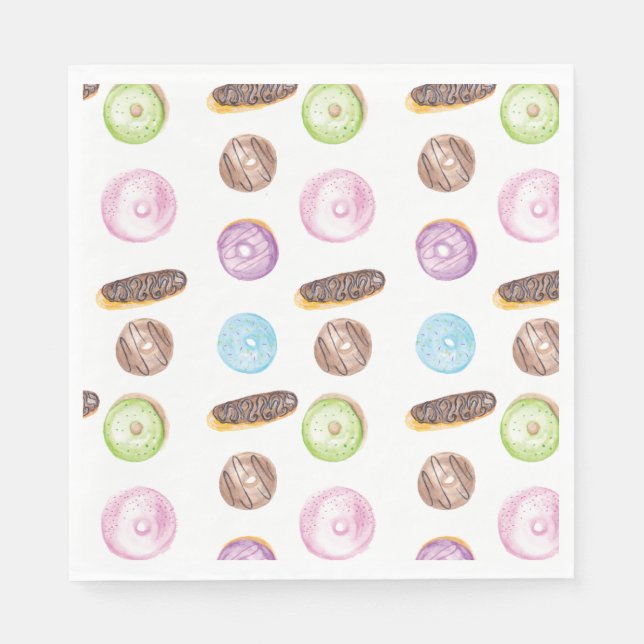 Guardanapo De Papel Donuts Aquarela Desenhados à Mão Padrão  (Frente)