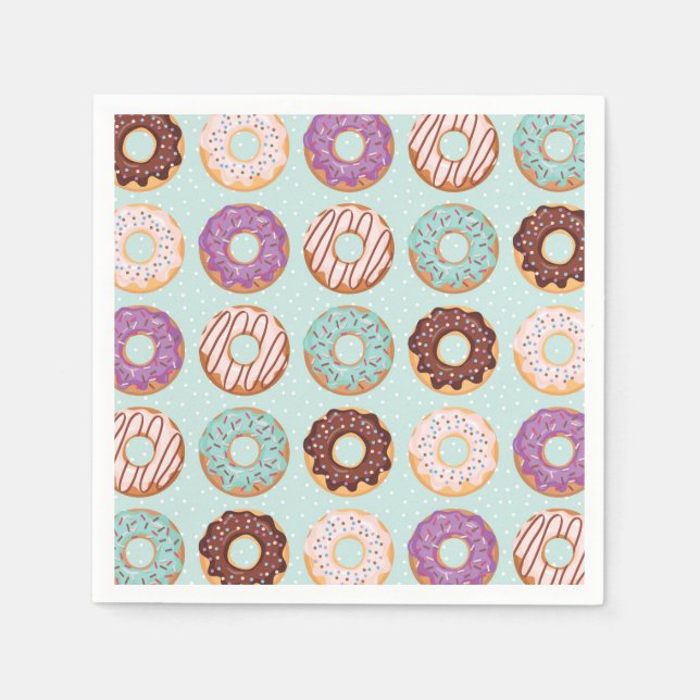 Guardanapo De Papel Donuts Azuis Congelados Com Padrão de Confeitos Fe (Frente)