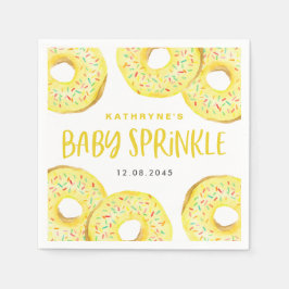 Guardanapo De Papel Donuts com Purpurina Amarela Aguarela Baby Sprinkl