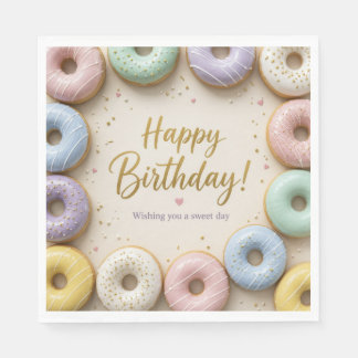 Guardanapo De Papel Donuts Glacê Pastel Com Purpurina Dourada Doce