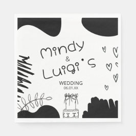Guardanapo De Papel Doodle Organic Shapes Script Wedding