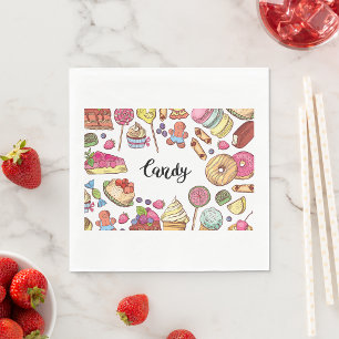 Guardanapo De Papel Doodles Doce Doce Doce Doce Doce Padrão