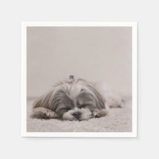Guardanapo De Papel Dormindo Shihzu Cocktail Napkins, Cachorro Dormind