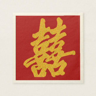 Guardanapo De Papel Dourada alegria dupla moderna Casada