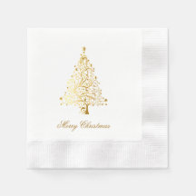 Dourada Árvore de Natal Cozinhada Coquetel Napkins