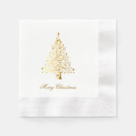 Guardanapo De Papel Dourada Árvore de Natal Cozinhada Coquetel Napkins