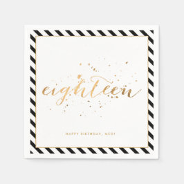 Guardanapo De Papel Dourada Branca Preta 18.a Festa de aniversário