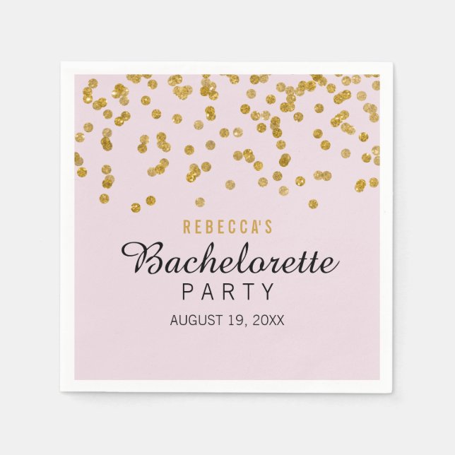 Guardanapo De Papel Dourada cor-de-rosa, confete Glitter Bachelorette  (Frente)