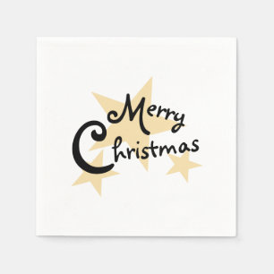 Guardanapo De Papel Dourada Estrela Feliz Natal em Branco