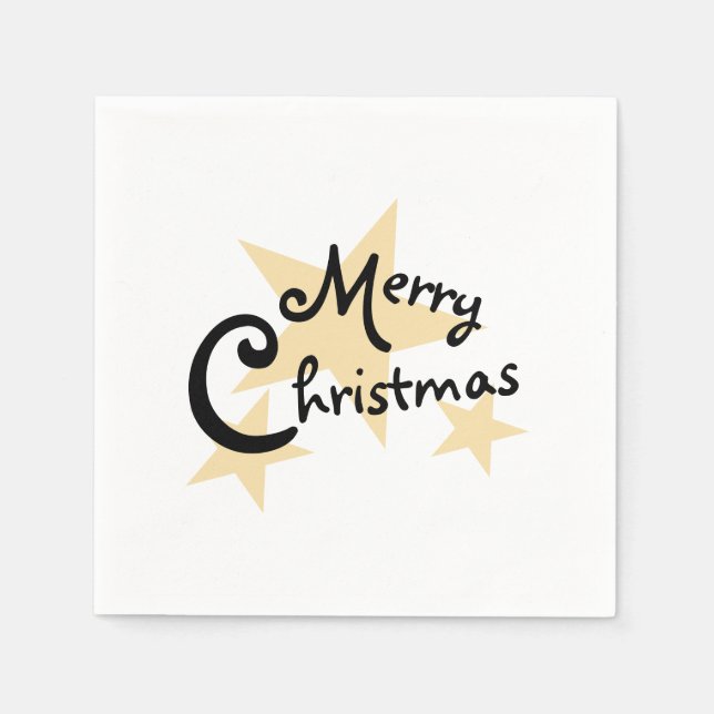 Guardanapo De Papel Dourada Estrela Feliz Natal em Branco (Frente)
