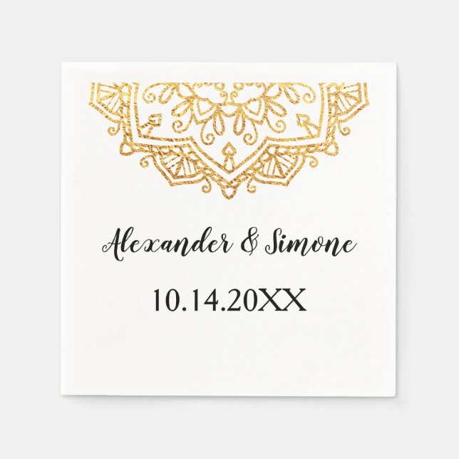 Guardanapo De Papel Dourada Festa de casamento de Mandala Napkin (Frente)