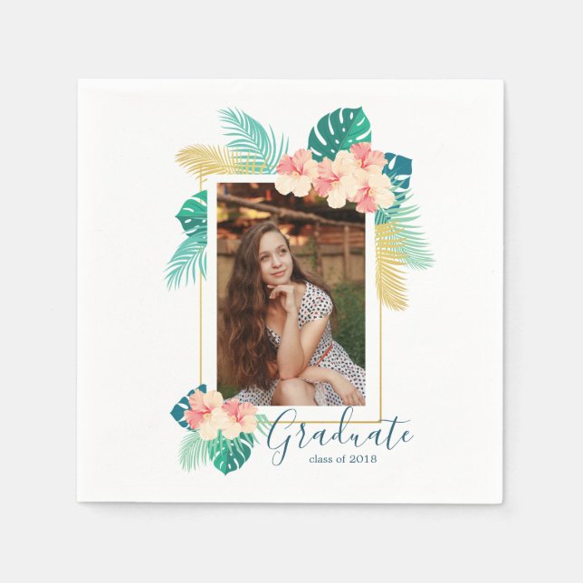 Guardanapo De Papel Dourada Festa de formatura de Hibiscus do Havaí Na (Frente)