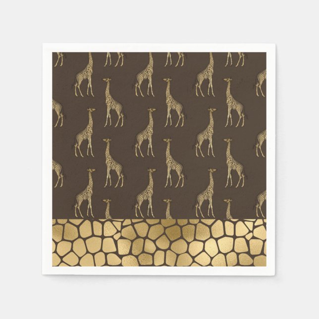 Guardanapo De Papel Dourada Giraffe Chic Elegant Na moda (Frente)