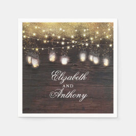 Guardanapo De Papel Dourada Glitter e Mason Jar Lights Russo