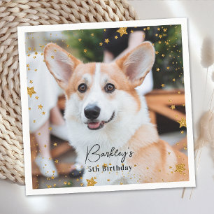 Guardanapo De Papel Dourada Glitter Stars Fotografia Personalizada Pet