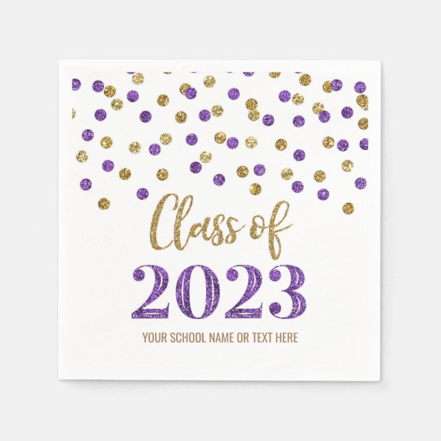 Guardanapo De Papel Dourada Purple Confetti Classe 2023 Napkins (Frente)