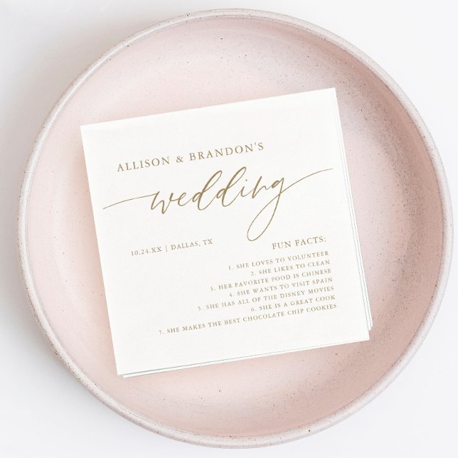 Guardanapo De Papel Dourada rustica Elegante Fatos Divertidos De Casam (Criador carregado)