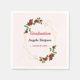 Guardanapo De Papel Douradas falhas Ivory Red Floral Festa de formatur