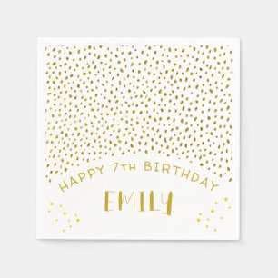 Guardanapo De Papel Douradas Stars Faux Glitter Birthday Garota