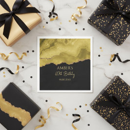 Guardanapo De Papel Dourado Amarelo Glitter Abstrato Aquarela