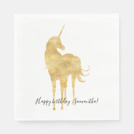 Guardanapo De Papel Dourado aniversário do Unicorn