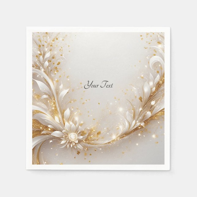 Guardanapo De Papel Dourado Branco Napkins (Frente)