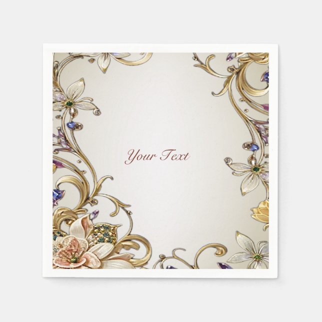 Guardanapo De Papel Dourado Branco Napkins (Frente)